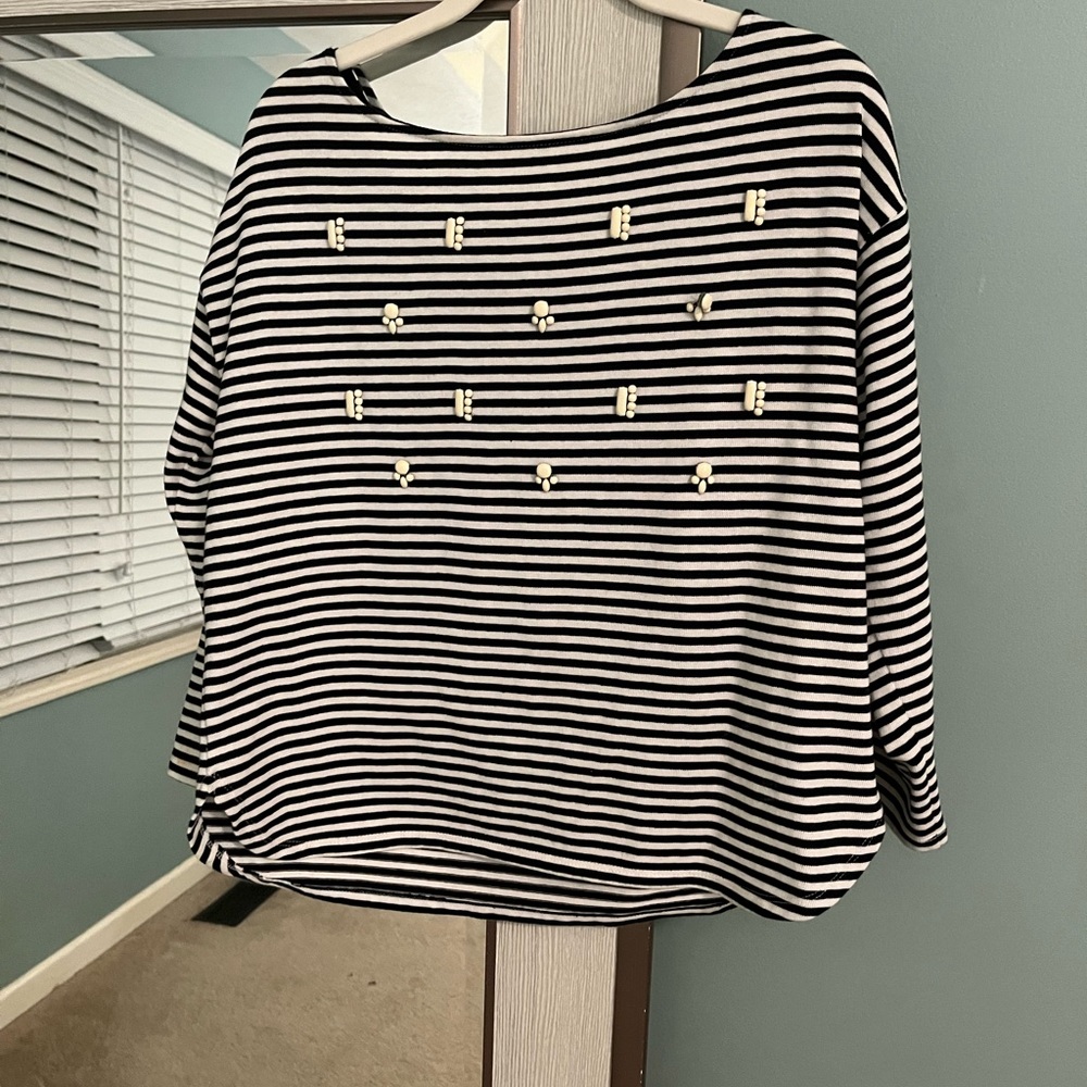 Navy and white Banana Republic embellished shirt